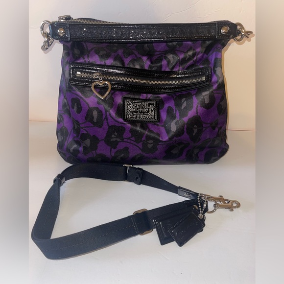 Coach Daisy F20060 Black and Purple Poppy Ocelot - Picture 1 of 10